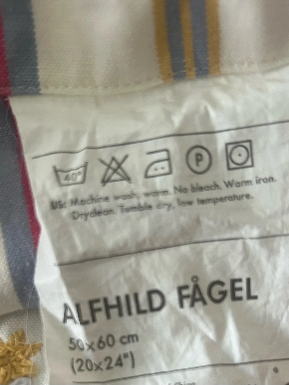 IKEA Alfhild Fagel embroidered folk art bird floral pillow cover!